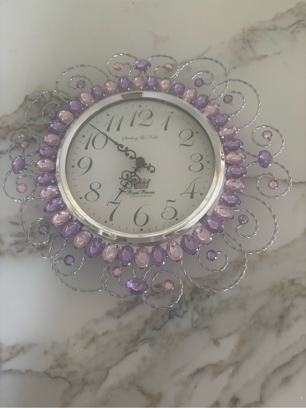 Jeweled Purple and Pink Decorative Wall Clock
